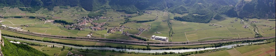 Panorama of vineyards and the Adige valley near Santa Margherita di Ala